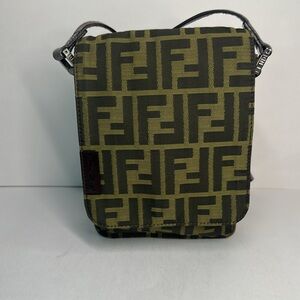 Fendi Green and Black Crossbody Bag with Iconic Monogram